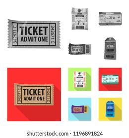 Isolated object of ticket and admission icon. Collection of ticket and event vector icon for stock.