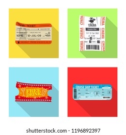 Isolated object of ticket and admission icon. Collection of ticket and event stock symbol for web.