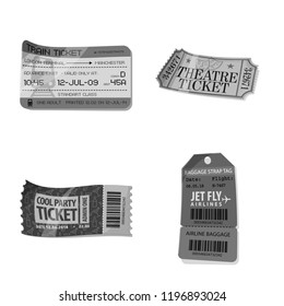 Isolated object of ticket and admission icon. Collection of ticket and event vector icon for stock.