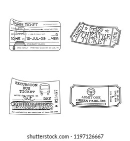Isolated object of ticket and admission icon. Collection of ticket and event stock vector illustration.