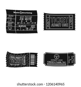 Isolated object of ticket and admission icon. Set of ticket and event stock vector illustration.