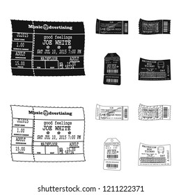 Isolated object of ticket and admission icon. Set of ticket and event vector icon for stock.