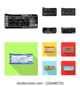 Isolated object of ticket and admission icon. Set of ticket and event vector icon for stock.