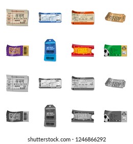 Isolated object of ticket and admission icon. Collection of ticket and event stock vector illustration.