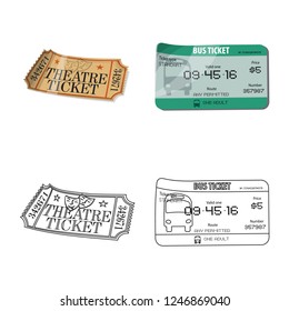 Isolated object of ticket and admission icon. Collection of ticket and event vector icon for stock.