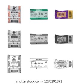 Isolated object of ticket and admission icon. Set of ticket and event stock symbol for web.