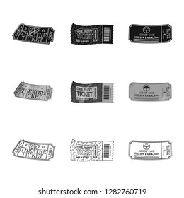Isolated object of ticket and admission icon. Collection of ticket and event stock vector illustration.