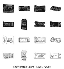 Isolated object of ticket and admission icon. Set of ticket and event vector icon for stock.