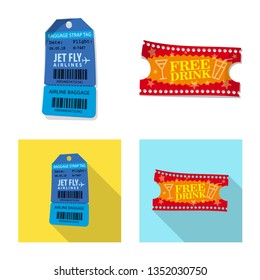 Isolated object of ticket and admission icon. Collection of ticket and event stock symbol for web.