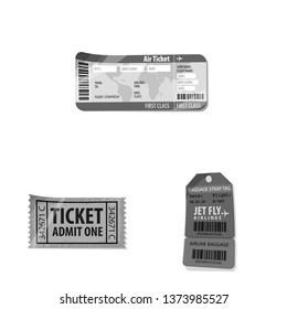 Isolated object of ticket and admission icon. Set of ticket and event vector icon for stock.