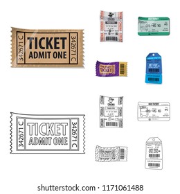 Isolated object of ticket and admission logo. Set of ticket and event stock vector illustration.