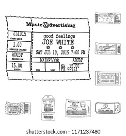 Isolated object of ticket and admission logo. Collection of ticket and event stock symbol for web.