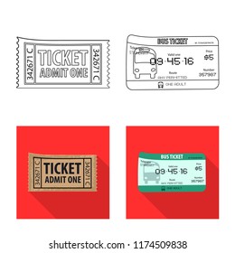 Isolated object of ticket and admission logo. Collection of ticket and event stock symbol for web.