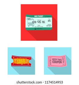 Isolated object of ticket and admission logo. Collection of ticket and event stock symbol for web.