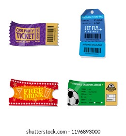 Isolated object of ticket and admission logo. Collection of ticket and event vector icon for stock.