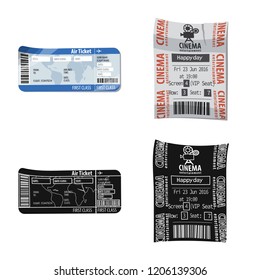 Isolated object of ticket and admission logo. Set of ticket and event vector icon for stock.