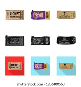 Isolated object of ticket and admission logo. Set of ticket and event stock vector illustration.