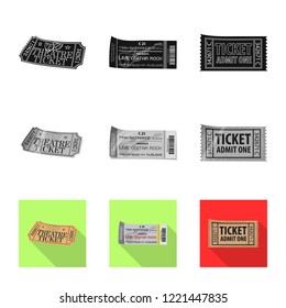Isolated object of ticket and admission logo. Collection of ticket and event vector icon for stock.