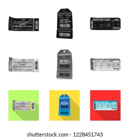 Isolated object of ticket and admission logo. Collection of ticket and event stock vector illustration.