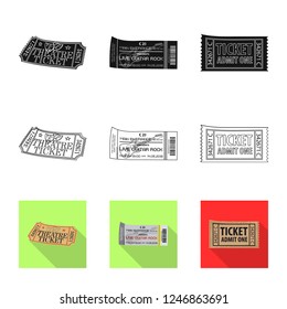Isolated object of ticket and admission logo. Collection of ticket and event stock symbol for web.
