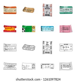 Isolated object of ticket and admission logo. Collection of ticket and event stock symbol for web.