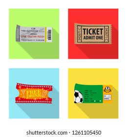Isolated object of ticket and admission logo. Collection of ticket and event vector icon for stock.