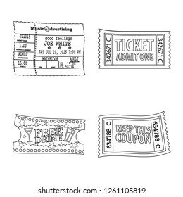 Isolated object of ticket and admission logo. Set of ticket and event vector icon for stock.