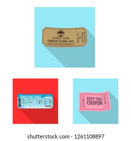 Isolated object of ticket and admission logo. Set of ticket and event stock symbol for web.