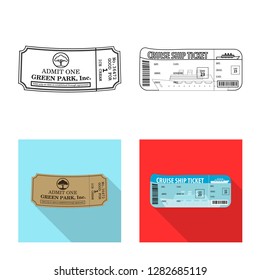 Isolated object of ticket and admission logo. Set of ticket and event stock symbol for web.