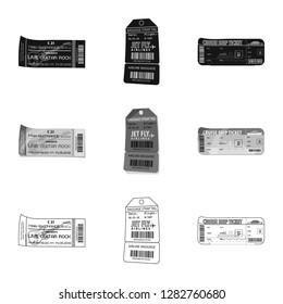 Isolated object of ticket and admission logo. Collection of ticket and event vector icon for stock.