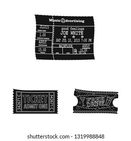 Isolated object of ticket and admission logo. Set of ticket and event stock vector illustration.