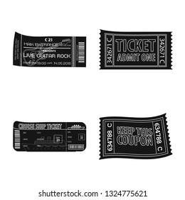 Isolated object of ticket and admission logo. Collection of ticket and event stock symbol for web.