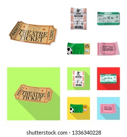 Isolated object of ticket and admission logo. Set of ticket and event stock symbol for web.