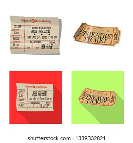 Isolated object of ticket and admission logo. Collection of ticket and event stock vector illustration.