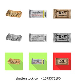 Isolated object of ticket and admission logo. Set of ticket and event stock symbol for web.