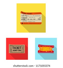 Isolated object of ticket and admission sign. Set of ticket and event stock symbol for web.