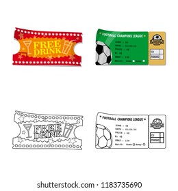 Isolated object of ticket and admission sign. Set of ticket and event stock symbol for web.
