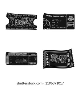 Isolated object of ticket and admission sign. Set of ticket and event stock vector illustration.