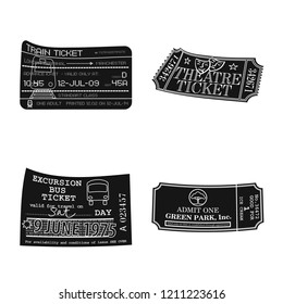 Isolated object of ticket and admission sign. Collection of ticket and event stock vector illustration.