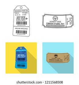 Isolated object of ticket and admission sign. Set of ticket and event stock symbol for web.