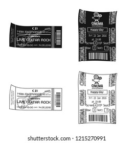 Isolated object of ticket and admission sign. Collection of ticket and event stock vector illustration.