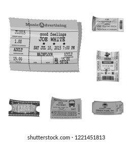 Isolated object of ticket and admission sign. Set of ticket and event vector icon for stock.