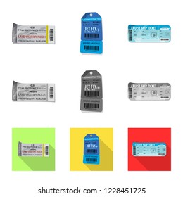 Isolated object of ticket and admission sign. Collection of ticket and event stock symbol for web.