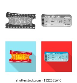 Isolated object of ticket and admission sign. Collection of ticket and event stock vector illustration.