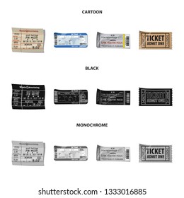 Isolated object of ticket and admission sign. Set of ticket and event vector icon for stock.