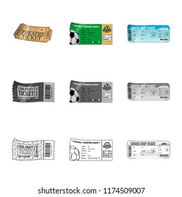 Isolated object of ticket and admission symbol. Set of ticket and event stock vector illustration.
