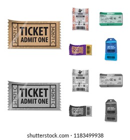 Isolated object of ticket and admission symbol. Collection of ticket and event vector icon for stock.