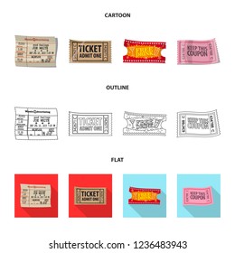 Isolated object of ticket and admission symbol. Set of ticket and event stock symbol for web.