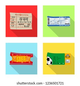 Isolated object of ticket and admission symbol. Collection of ticket and event stock vector illustration.