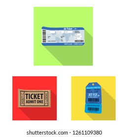 Isolated object of ticket and admission symbol. Set of ticket and event vector icon for stock.